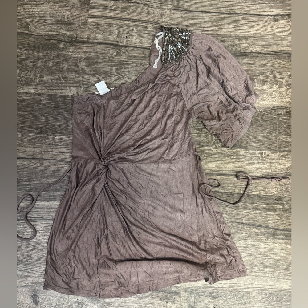 Pretty Good One-Shoulder Dress in Brown